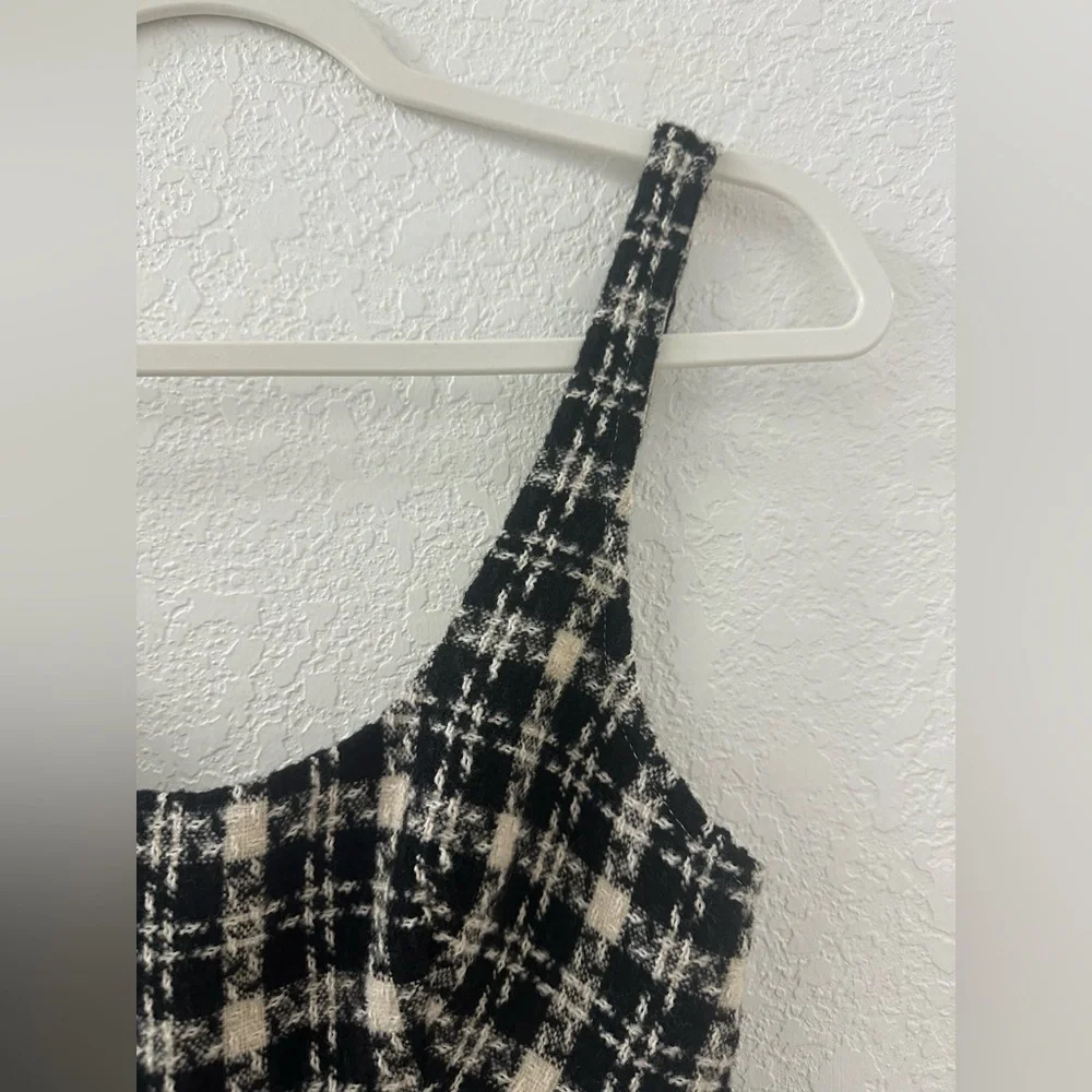 Urban Outfitters Black & White Mini Dress UO Lily Check Tweed Print Form Fitting - Picture 7 of 9